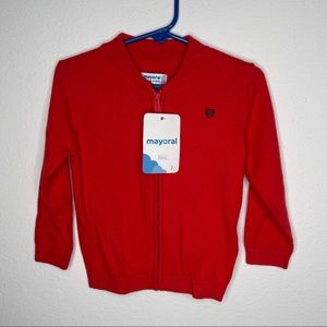 Nwt Mayoral cardigan zipper sweater boys red 24 mo